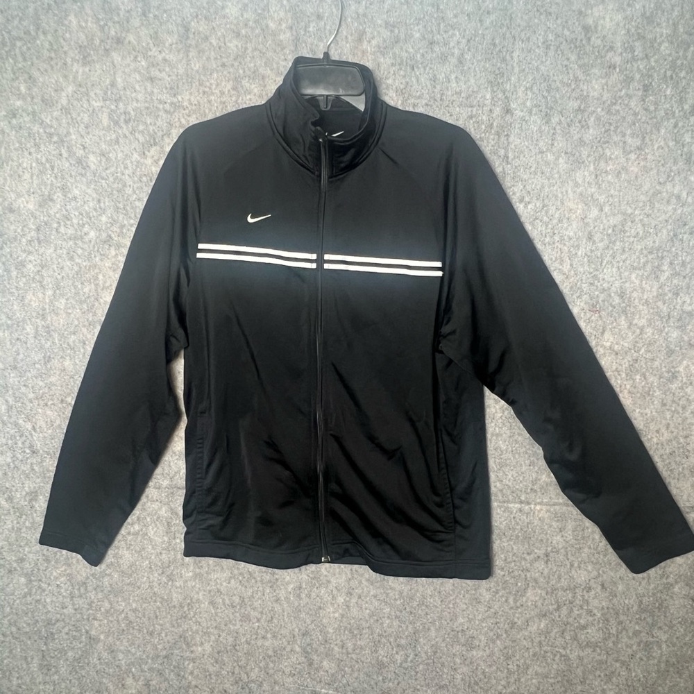 Nike Men Size Medium Black inside fleece full zip track jacket